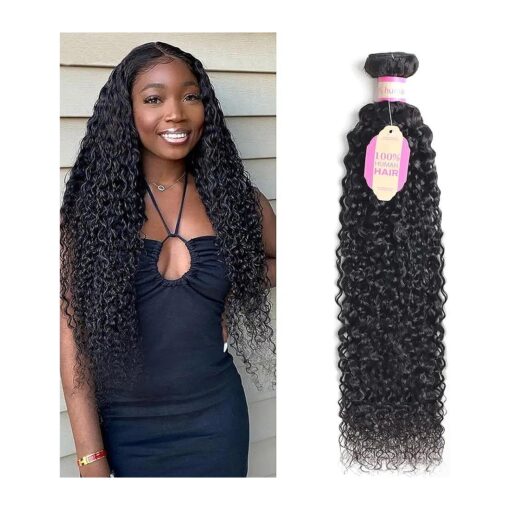 Curly Single Bundles Human Hair Brazilian Raw Virgin Hair Jerry Curly Wave One Weave Bundle 12A Grade Unprocessed Human Hair Extensions Natural Black 1 Bundle 26 inch 100g/pc