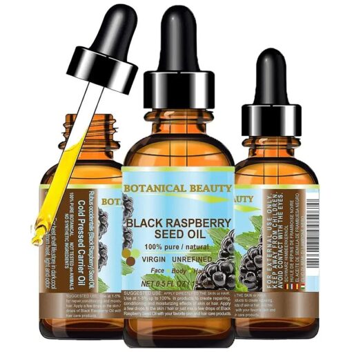 BLACK RASPBERRY SEED OIL, 100 % Pure/Natural/Undiluted/Virgin/Unrefined/Cold Pressed Carrier Oil, 0.5 Fl.oz.- 15 ml, For Skin, Hair, Lip And Nail Care .