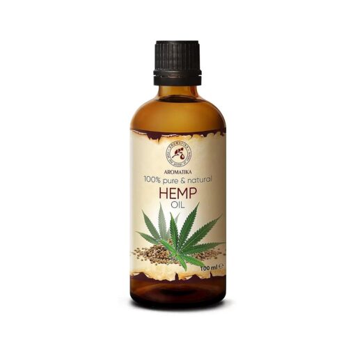 Hemp Oil 3.4 Fl Oz - Pure & Natural - Cold Pressed Hemp Seed Oil - Unrefined Carrier Oil for Essential Oils - for Skin - Nails - Lips - Hair - Face & Body Care