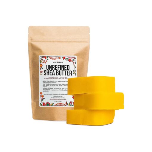 Better Shea Butter Yellow Shea Butter | Authentic, African, Unrefined | Use for Hair, Soap Making, DIY Lotions | 1 LB ( 16 oz ) block