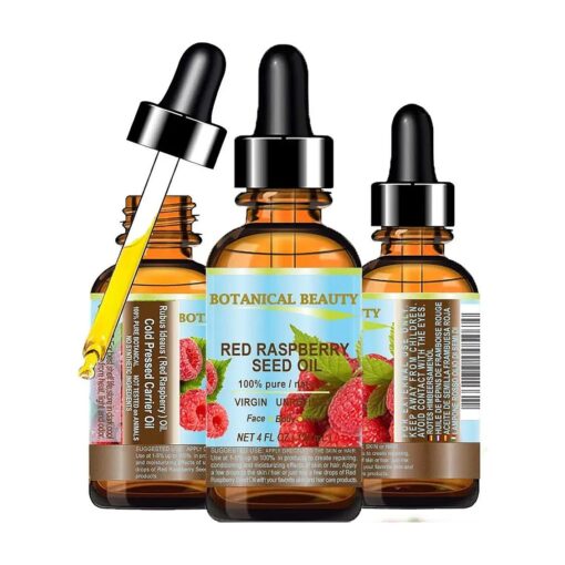 RED RASPBERRY SEED OIL 100 % Pure Natural Virgin, Cold Pressed Undiluted Carrier Oil for Face, Skin, Hair, Body and Nails 4 Fl.oz.- 120 ml .