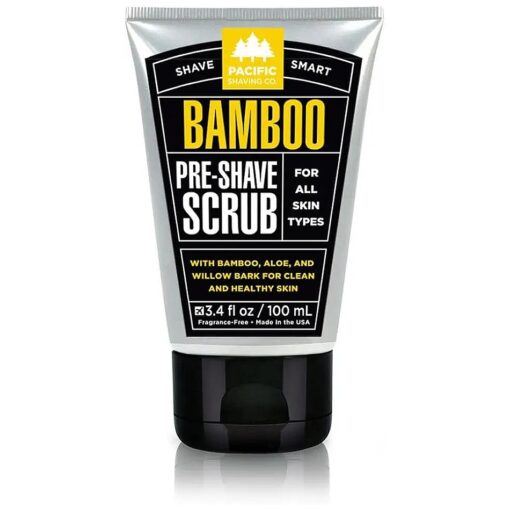 Pacific Shaving Company Bamboo Pre-Shave Scrub - Exfoliating Face Scrub & Cleanser - Daily Face Wash for Men with Aloe Vera & Willow Bark Extract - Soothes, Moisturizes & Controls Blemishes ( 3 Oz )