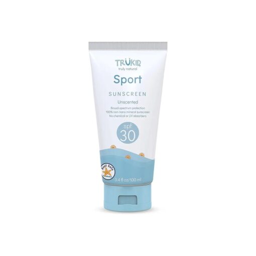 TruKid Sport Sunscreen SPF 30 - Kids & Baby Sunscreen for Face & Body, Reef Safe Sunscreen, Water Resistant, Sunblock Protection for Sensitive Skin, Unscented 3.4oz