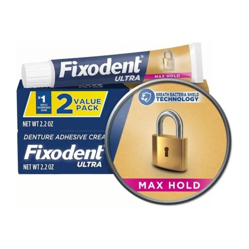 Fixodent Ultra Max Hold Denture Adhesive, 2.2 Oz ( Pack of 2 )