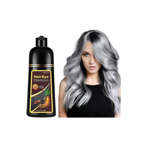 Instant Silver Gray Hair Color Shampoo, Hair Dye Shampoo 3 in 1 for Women Men, Long Lasting Silver Hair Shampoo, Shampoo Hair Dye Colors in Minutes, Silver Hair Color Easy to Use