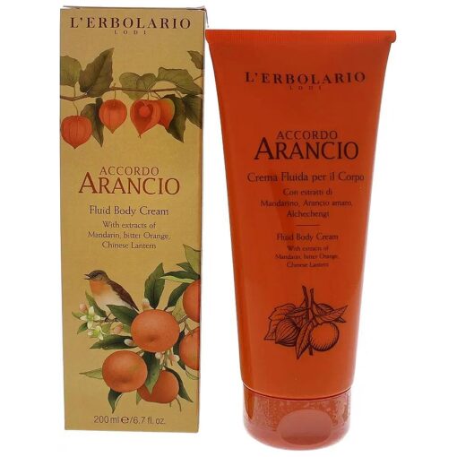 L'Erbolario Accordo Arancio Body Cream - Citrus-Infused Moisturizer for Dry Skin - Brightening Body Cream - Uplifting Citrus Fragrance - 6.7 oz