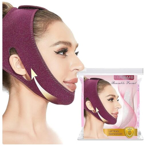 Double Chin Reducer, Face Slimming Strap, V line Lifting Mask, Eliminator, Remover, Tape, V Shaped Belt Facial for Women and Men, Reusable-EDCBMB