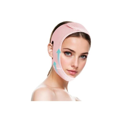 V Line Lifting Mask with Chin Strap for Double Chin for Women -Face Lift ( Pink )