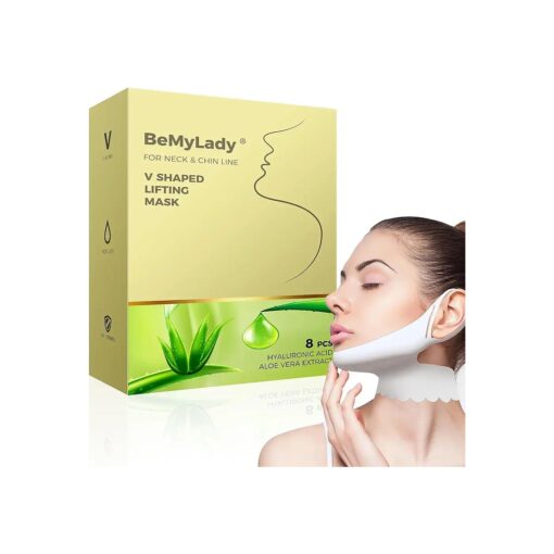 New V-shaped lifting Chin & Neck Mask,8PCS Double Chin Mask-Neck Patches Mask for Tightening -V Shaping Hydrogel Collagen Mask for Women