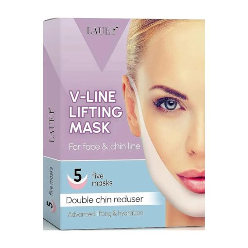 V Shaped Contouring Face Mask Line Shaping Lifting Belt Neck Reduction Jawline Lift Tape Enhancer Face Patch Firming Tightening Skin Chin Up Sculpting Collagen Mask Hyaluronic Acid Aloe Vera 5 pcs