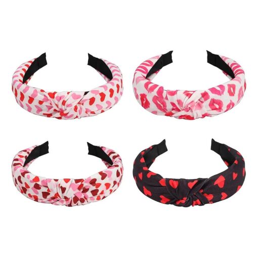 Valentine 's Day Headband Red Heart Shape Headbands for Women Girls Non Slip Wide Hair Hoop for Valentine Party Gifts Pink Hair Accessories