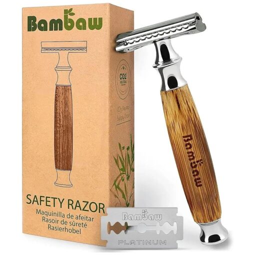 Safety Razor Silver | Bamboo Double Edge Razor | Mens Razors for Shaving | Safety Razor For Women | Shaving Razor | Double Edge Safety Razor | Single Blade Razors for Men | Reusable Razor | Bambaw