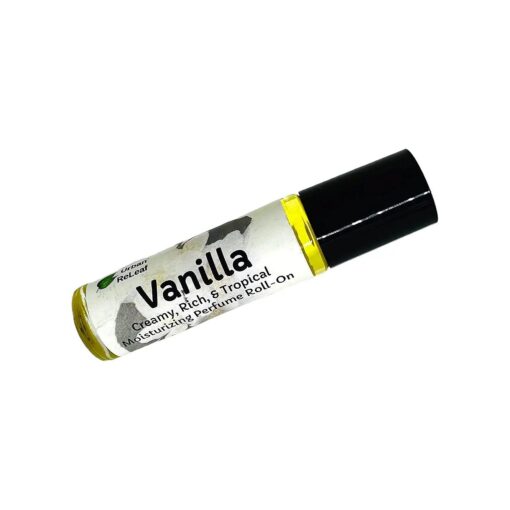 Vanilla Perfume Oil Roll-On, Sweet Creamy Scent, Rich & Exotic, Hint of Tropical Floral, Long Lasting Fragrance Bean Oil, Moisturizing Jojoba & Alcohol-Free, Made in the USA, Fits in your pocket !