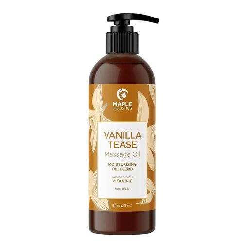 Vanilla Sensual Massage Oil for Couples - Irresistible Full Body Massage Oil for Date Night with Smooth Gliding Coconut and Sweet Almond Oil with Dreamy Vanilla Scent - Non GMO Gluten Free and Vegan