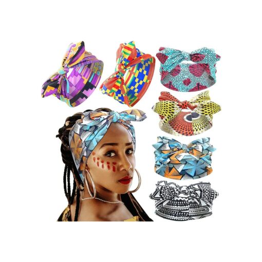 African Ankara Print Bonnet Beanie Cap Pre-Tied Bow Bowknot HeadwrapTurban Headband Dreadlocks Locs Dread Hair Bandana