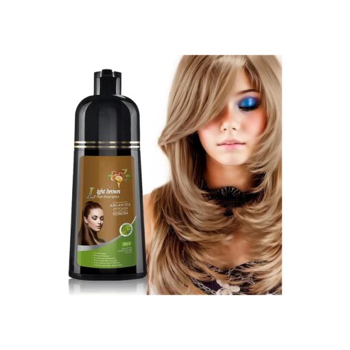 Natural Hair Dye Shampoo 3 IN 1, Hair Color for Gray Hair Coverage, Hair Coloring Shampoo for Women, Color Shampoo Beard Dye for Men, Vegan Ammonia Free Hair Shampoo ( Light Brown )