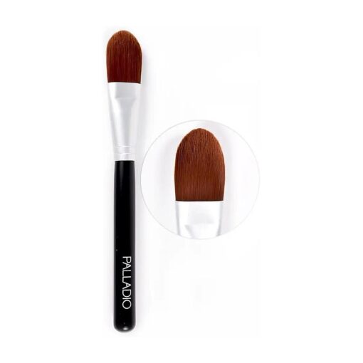 Palladio Foundation Brush, Flat Tapered Brush, Liquid and Cream Foundations, Flawless Blending, Smooth Finish, Synthetic Natural Bristles, Soft Feel, Comfortable Grip, Professional Application