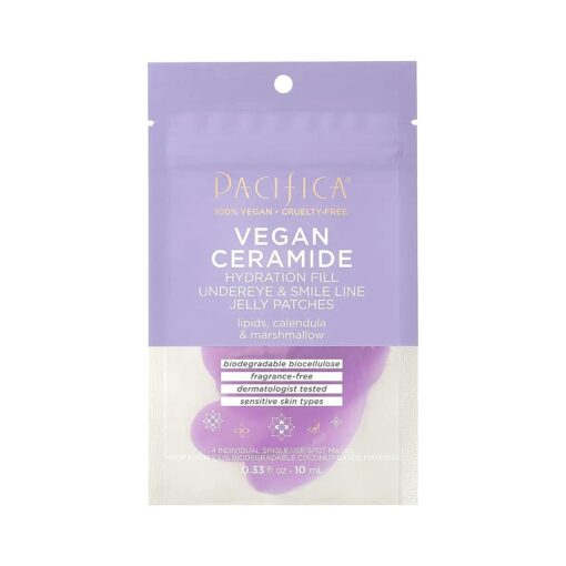 Pacifica Beauty Vegan Ceramide Hydrating Under Eye & Smile Line Jelly Patches, For Puffy Eyes, Supports Fine Lines and Wrinkles, Eczema Association Approved, Safe for Sensitive Skin, Fragrance Free