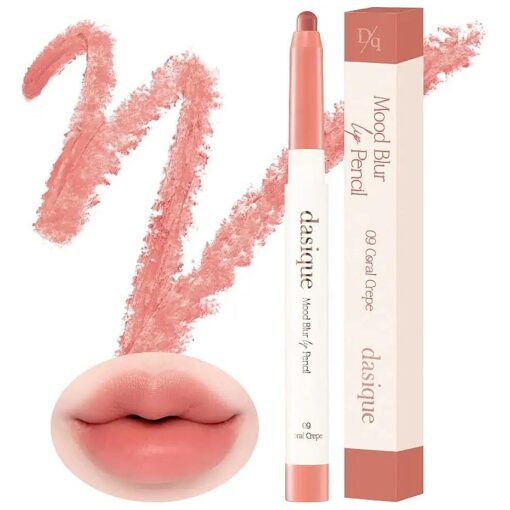 dasique Mood Blur Lip Pencil | A smooth creamy texture with hydration | Multipurpose for cheeks | Vegan ( 09 Coral Crepe )