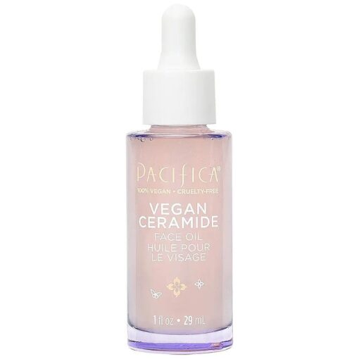 Pacifica Beauty, Vegan Ceramide Facial Oil, Hydrates + Soothes, Fast-Absorbing, For Dry Skin, Dermatologist Tested, Safe for Sensitive Skin, Fragrance Free, 100 % Vegan + Cruelty Free