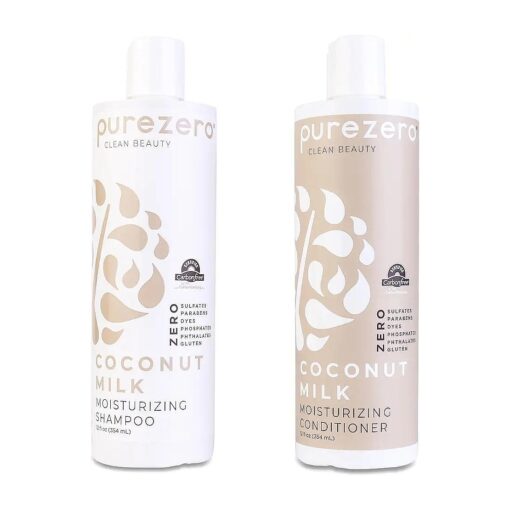 Purezero Coconut Milk Shampoo & Conditioner set - Intense Hydration & Increase Shine - Fight Dandruff & Frizz - Zero Sulfates, Parabens, Dyes - 100 % Vegan & Cruelty Free - Great For Color Treated Hair