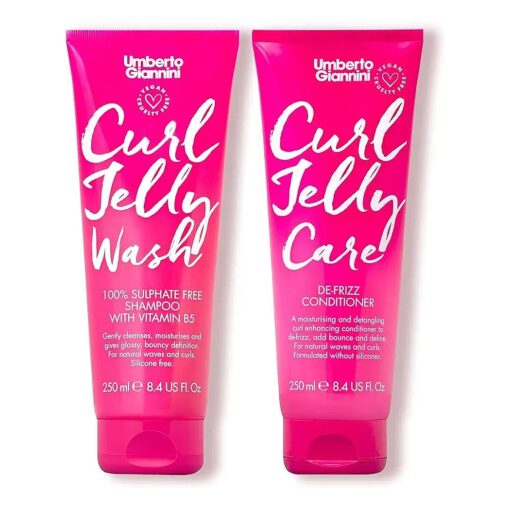 Umberto Giannini Curl Jelly Shampoo & Conditioner - Jelly Wash & Jelly Care - Vegan, Cruelty Free, & Sulfate Free for Curly or Wavy Hair - No Frizz