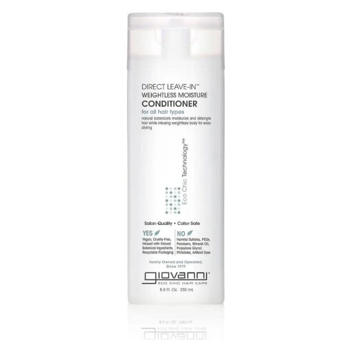 GIOVANNI Direct Leave In Weightless Moisture Conditioner - Co-Wash, Great for Curls & Wavy Hair, Wash & Go, Salon Quality, No Parabens, Infused with Natural Botanical Ingredients - 8.5 oz