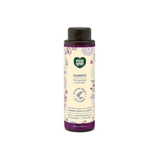 ecoLove - Natural Shampoo, Sodium lauryl sulfate Free, Vegan & Cruelty Free Shampoo for Color Treated Hair, Very Dry & Damaged Hair, Organic Lavender shampoo, No SLS or Parabens, 17.6 oz