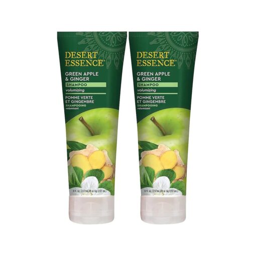 Desert Essence Apple & Ginger Shampoo 8 fl, oz, - Pack of 2 - Gluten Free - Vegan - Cruelty Free - Volumizing - Fuller Hair - Revitalizes Scalp - Cleansing