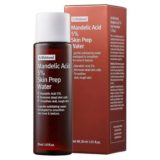 [ BY WISHTREND ] Mandelic acid 5 % Skin prep water, Gentle skin Korean exfoliator for face, Aha Bha toner, Ideal for sensitive skin | Helping clogged pores and pigmentation ( 1 Fl Oz ( Pack of 1 ) )