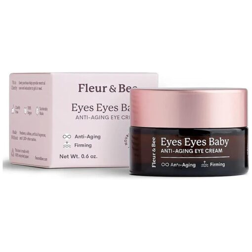 FLEUR & BEE Anti Aging Eye Cream | Clean, 100 % Vegan & Cruelty Free | For Dark Circles, Puffy Eyes and Wrinkles | All Skin Types | Eyes Eyes Baby 0.6 oz