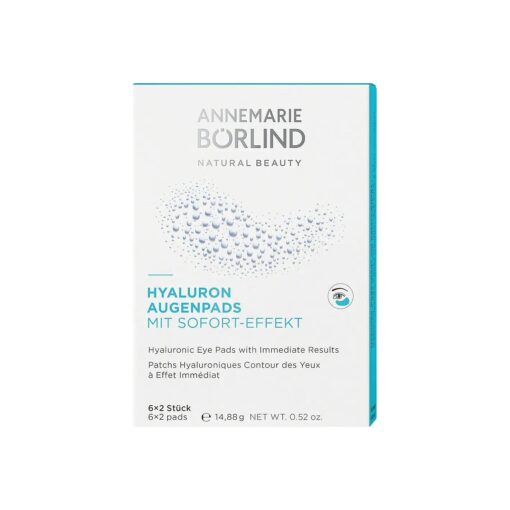 ANNEMARIE BORLIND - HYALURONIC EYE PADS with Immediate Results - moisturizing, refreshing and cooling eye care, vegan, 6 x 2 Pads, 0.52 Oz .