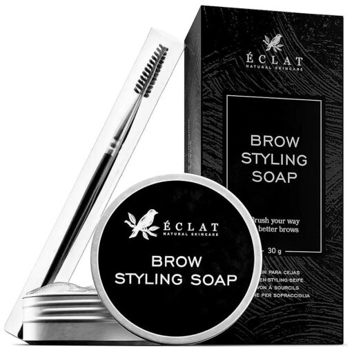 Brow Soap - Styling Clear Eyebrow Gel, Eyebrow Wax with Angled Spoolie, Long Lasting Brow Soap, Smudge Proof Brow Wax, No Flaking Eye Brow Gel Clear with Coconut Oil, Glycerin & Aloe Vera, 100 % Vegan