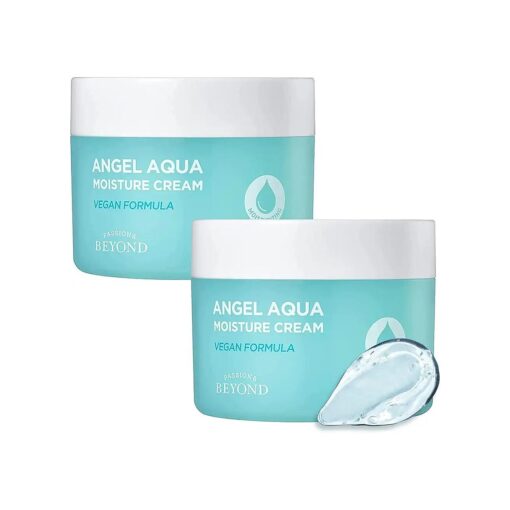 ECO BEYOND Angel Aqua Moisture Cream ( 10.1fl oz, Pack of 2 ) - Hydrating & Soothing Lightweight Face Moisturizer, Sleeping Mask, Korean Skin Care, Vegan, Chervil, Cica, Hyaluronic Acid, Panthenol .