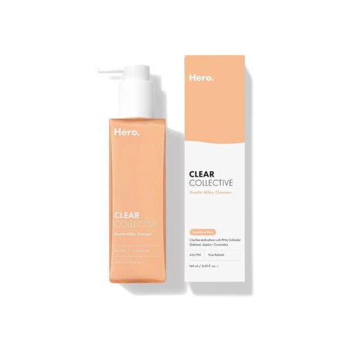 Clear Collective Gentle Milky Cleanser from Hero Cosmetics - Gentle Pore-Clarifying Cleanser for Sensitive, Blemish-Prone Skin with PHA, Colloidal Oatmeal, and Jojoba + Ceramides - Dermatologist Tested and Vegan-Friendly ( 5.4 fl oz )