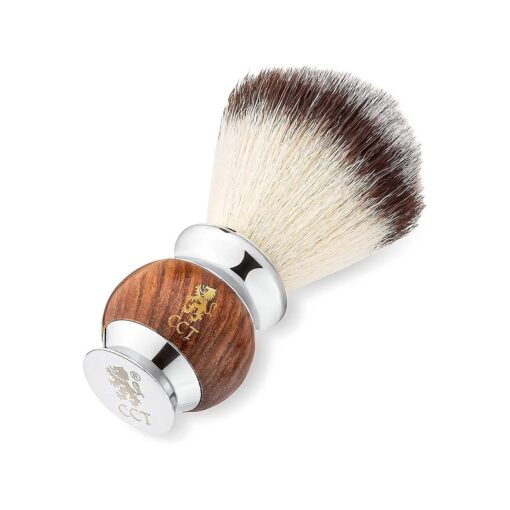 The Cambridge Cut Throat ( r ) Luxury Missanda Hardwood and Stainless Steel Men 's Shaving Brush for Soap, Foam or Cream with Premium Synthetic Silvertip Vegan Friendly Badger Bristles Male Grooming Present