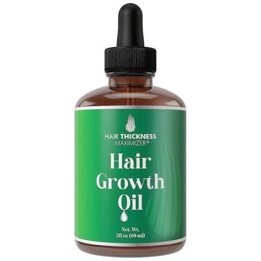 Hair Growth Serum For Hair Thickening + Moisturizing, Vegan Hair Growth Oil Scalp Treatment For Women, Men with Dry, Frizzy, Weak Hair and Hair Loss, Peppermint, Wild Black Castor Oil, Unscented 2oz