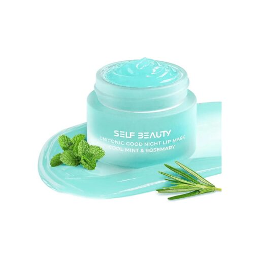 SelfBeauty Lip Mask - Cool Mint Rosemary, Vegan Lip Balm, Daily Lip Moisturizer, Overnight Hydrating Lip Treatment with Cool Mint, Lip Scrub Exfoliator Intensive Lip Repair, 0.51fl.oz