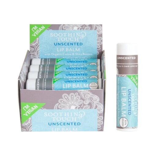 Soothing Touch Unscented Vegan Lip Balm, 0.25 Ounce - 12 per case .