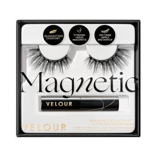 Velour Magnetic Lash, Liner and Eyelash Glue Bundle - Natural & Lightweight Vegan Lashes and Magnetic Lash & Go Eyeliner Set - Glue & Black Liquid Eyeliner Hybrid, Wear up to 30 times - Vegan Luxe Kit