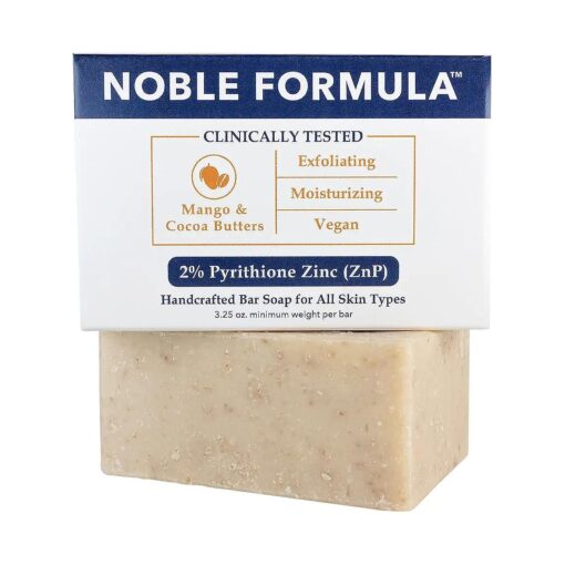 Noble Formula 2 % Pyrithione Zinc ( ZnP ) Bar Soap, Vegan Mango and Cocoa Butter for All Skin Types Including Those With Acne, Psoriasis and Eczema, 3.25 oz