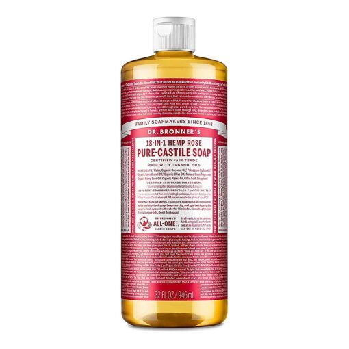 Dr. Bronner 's - Pure-Castile Liquid Soap ( Rose, 32 ounce ) - Made with Organic Oils, 18-in-1 Uses : Face, Body, Hair, Laundry, Pets & Dishes, Concentrated, Vegan, Non-GMO