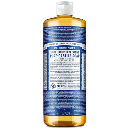 Dr. Bronner 's - Pure-Castile Liquid Soap ( Peppermint, 25 Ounce ) - Made with Organic Oils, 18-in-1 Uses : Face, Body, Hair, Laundry, Pets and Dishes, Concentrated, Vegan, Non-GMO