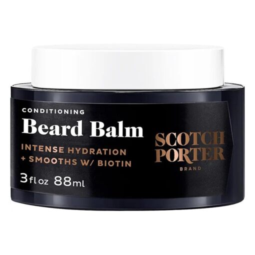 Scotch Porter Conditioning Beard Balm - Smooth, Shape, Moisturize & Soften Coarse, Dry Beard Hair while Encouraging Growth for a Fuller/Healthier-Looking Beard - Original Scent, 3 oz, Jar