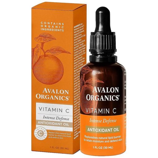 Avalon Organics Vitamin C Oil, Anti-Aging Serum with Essential Fatty Acids, Vitamin E, Hydrating & Brightening Serum, Helps Reduce Lines & Wrinkles