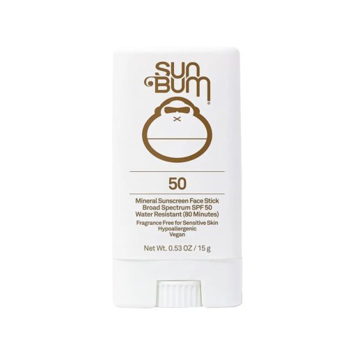 Mineral SPF 50 Sunscreen Face Stick | Vegan and Hawaii 104 Reef Act Compliant ( Octinoxate & Oxybenzone Free ) Broad Spectrum Natural Sunscreen with UVA/UVB Protection | .45 oz