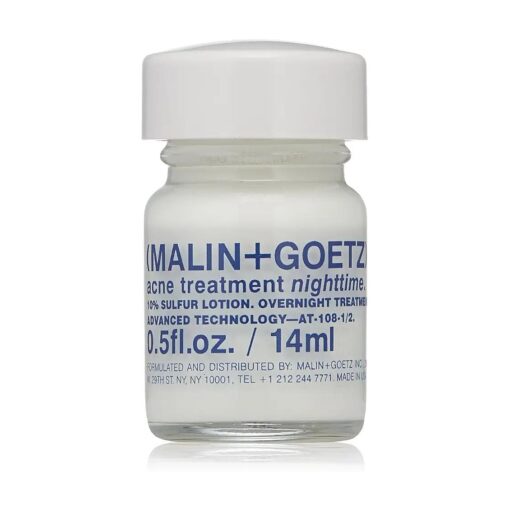 Malin + Goetz Acne Treatment Nighttime, 0.5 Fl, Oz, - Overnight Sulfur Acne Spot Treatment, Blemish Control & Scar Treatment, All Skin Types, Vegan & Cruelty Free