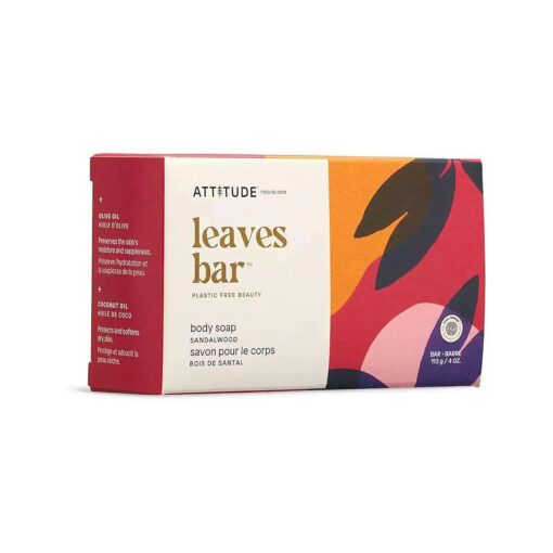 ATTITUDE Bath and Shower Body Soap Bar, EWG Verified, Plastic-free, Plant and Mineral-Based Ingredients, Vegan and Cruelty-free Personal Care Products, Herbal Musk, 4 Ounces