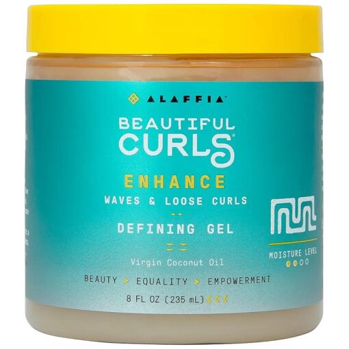 Alaffia Beautiful Curls Curl Enhance Defining Gel, Wavy to Curly Hair Products, Hair Gel to Coil, Twist and Braid, Natural with Shea Butter, Coconut Oil, Castor Oil & Aloe, 8 Fl Oz