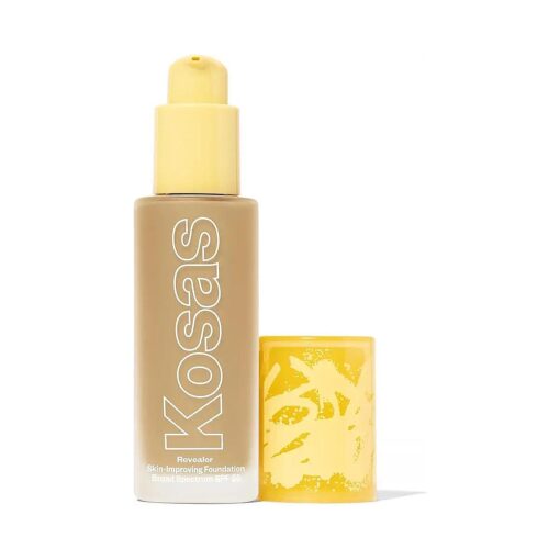 Kosas Revealer Skin-Improving Foundation with SPF 25 Protection - Hydrate, Brighten, Soothe, Plump, Protect Skin - Smoothing Texture, Natural Finish and Clean Formula - Light Medium Neutral Olive 210